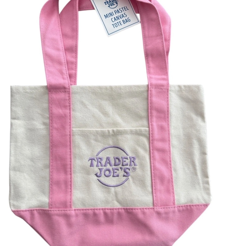 Pink and Cream Canvas Tote Bag